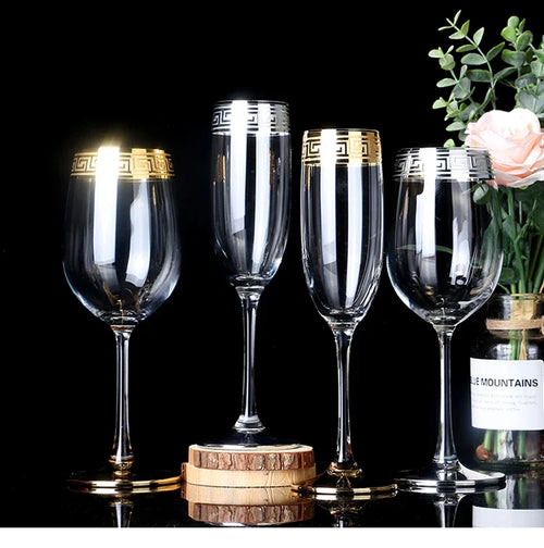 Verre à vin cristal style europeen bord argent