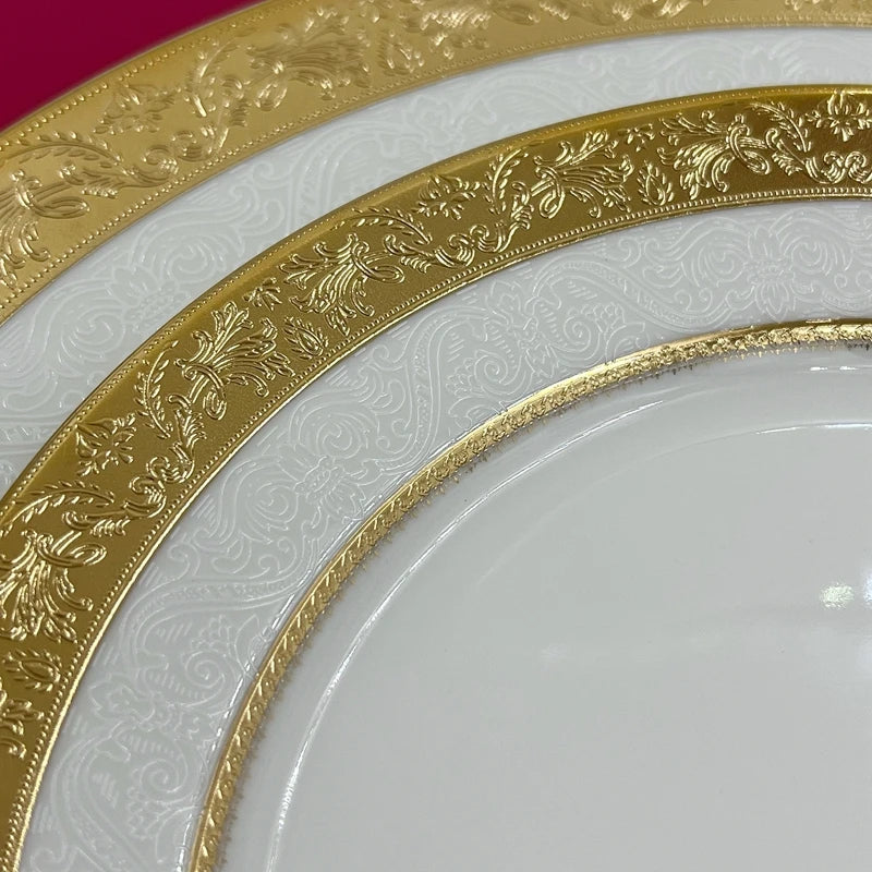 Assiette porcelaine style palais relief steak décor européen - vue 5 sur 5