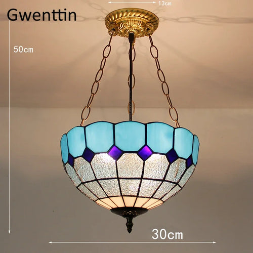 suspension en verre teinté style tiffany pour décoration intérieure - vue 25 sur 26