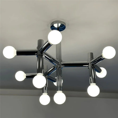 lustre moderne design nordique en verre et métal - vue 6 sur 7