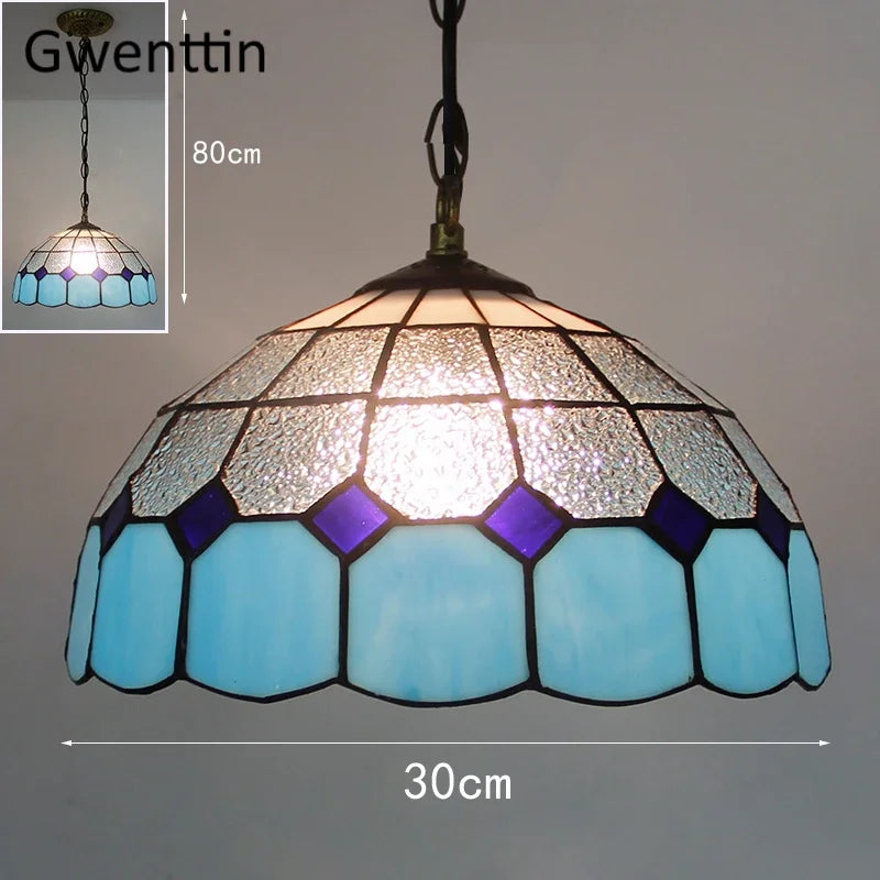 suspension en verre teinté style tiffany pour décoration intérieure - vue 26 sur 26