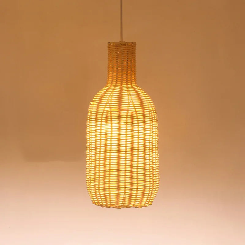 suspension vintage en rotin style chinois fait main pour café et restaurant - vue 6 sur 15