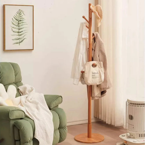porte-manteau vertical en bois massif design moderne pour vêtements - vue 3 sur 8