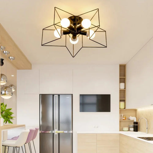 lustre moderne minimaliste en cuivre avec étoile led - vue 4 sur 23