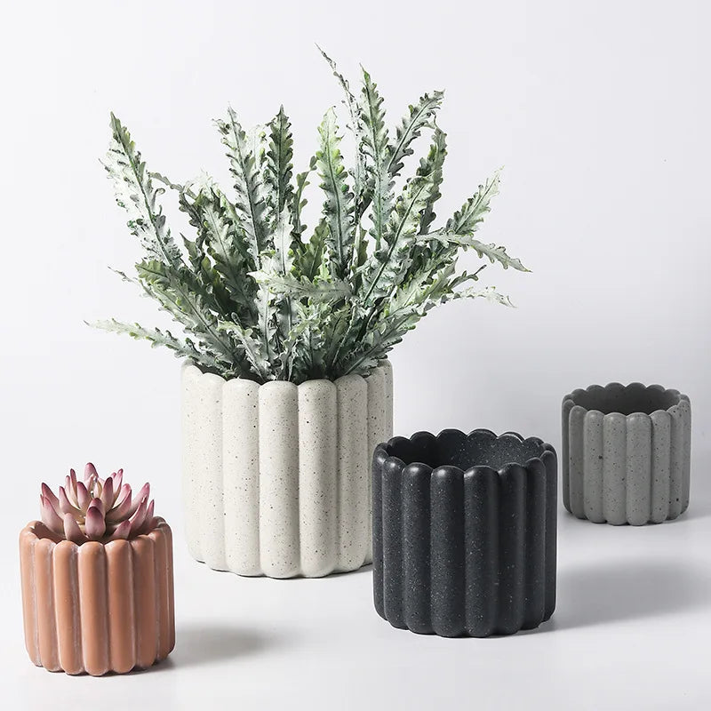 pot de fleurs en ciment décoratif pour plantes et jardins - vue 3 sur 10
