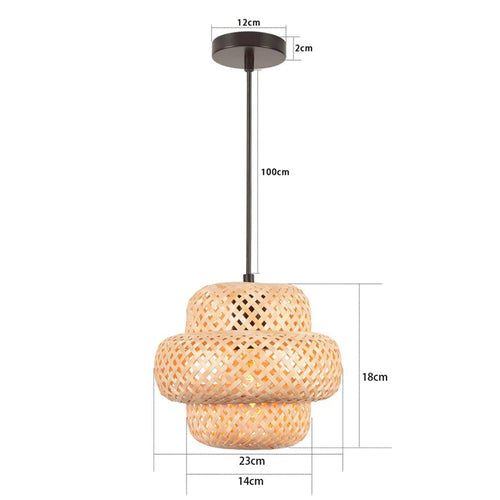 lustre tissé à la main en bambou avec led intégrée - vue 15 sur 16