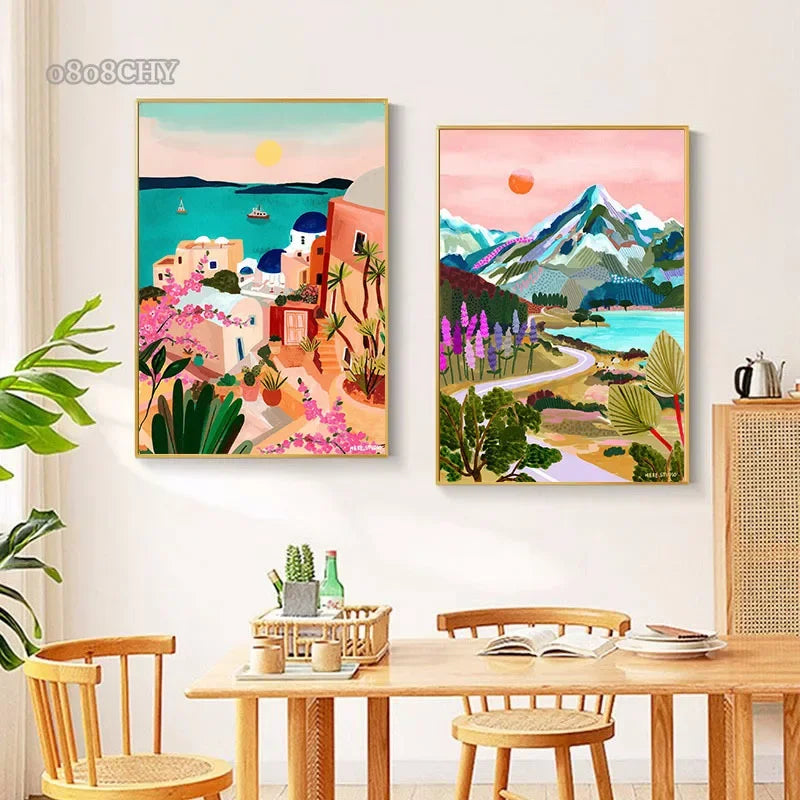 affiches colorées de paysages abstraits pour décoration intérieure