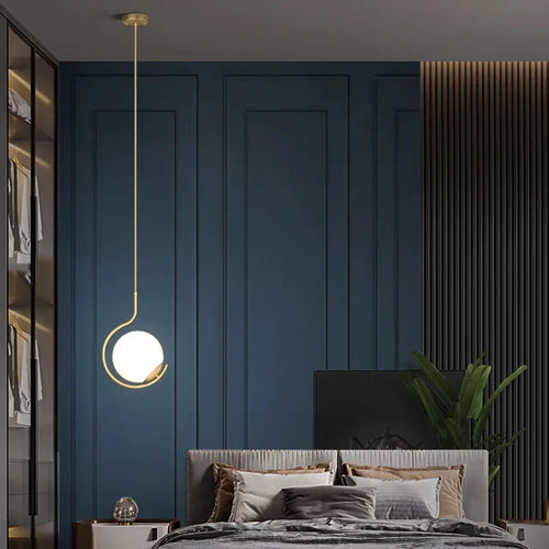 lustre led moderne minimaliste en verre pour hôtel - vue 3 sur 14