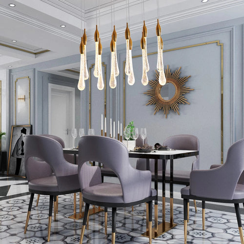 lustre led moderne en cristal pour grand escalier - vue 3 sur 19