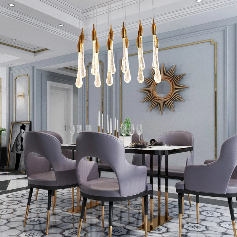 lustre led moderne en cristal pour grand escalier