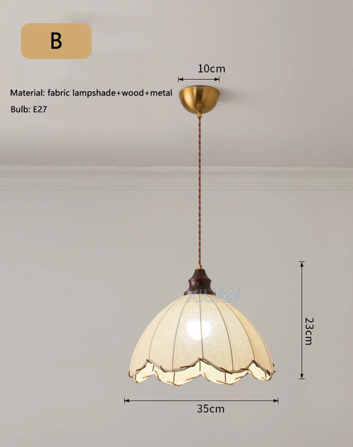 lustre suspendu rétro wabi-sabi en lin pour décoration médiévale - vue 8 sur 10