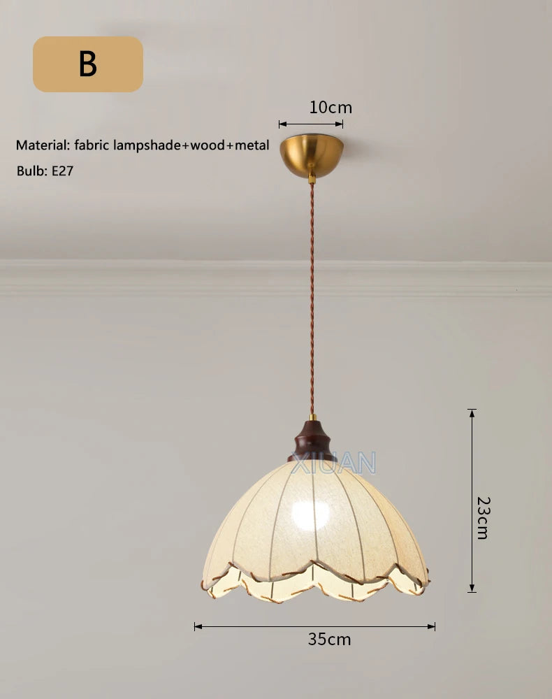 lustre suspendu rétro wabi-sabi en lin pour décoration médiévale - vue 7 sur 10