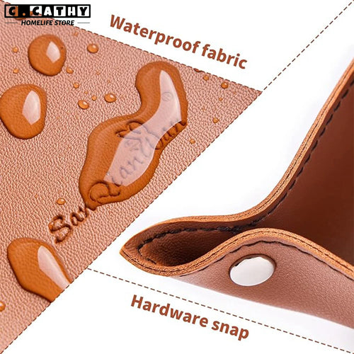 plateau pliable en cuir pour rangement divers et décoration - vue 4 sur 13