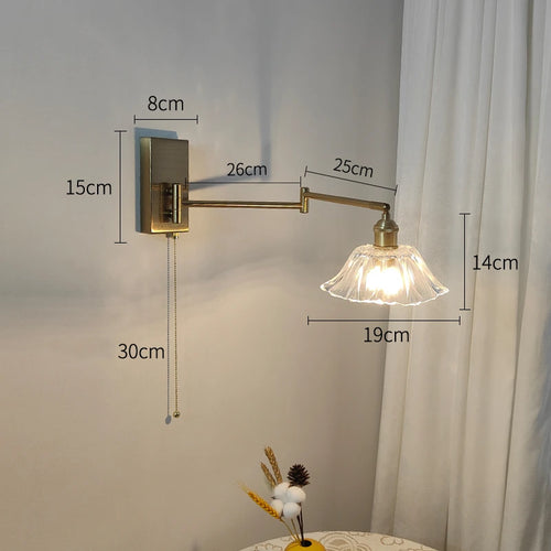 IWHD tirer chaîne verre applique murale LED applique bras gauche droite rotation chambre salon lumières nordique moderne à côté lampe Wandlamp - vue 19 sur 23