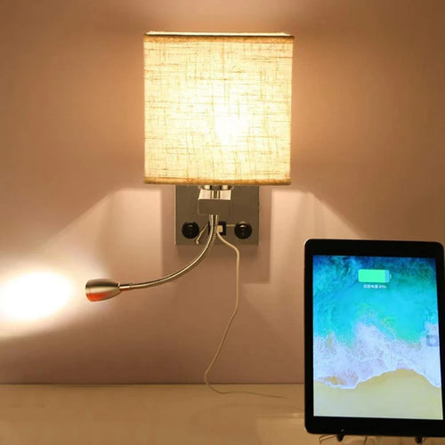 applique murale led moderne avec interrupteur usb - vue 5 sur 5