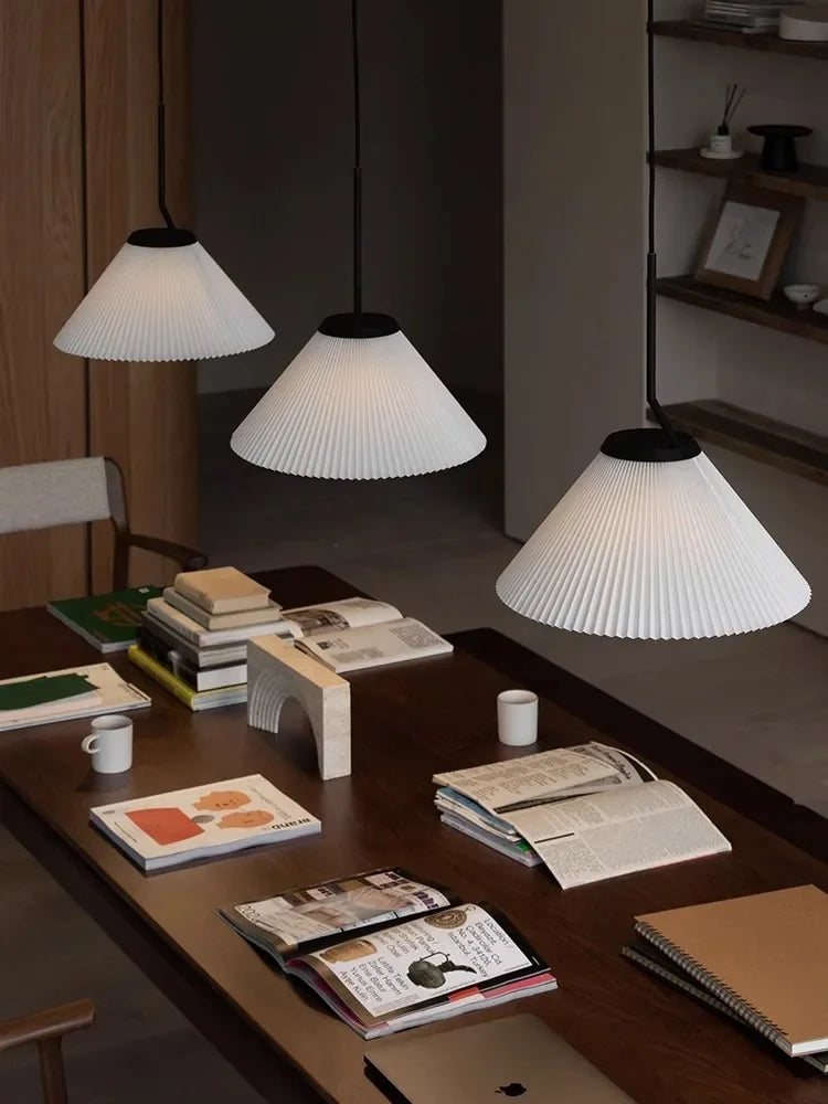 Nordique Plissé Crème PENDENTIF LED Lumière Pour Salon Cuisine Restaurant Lustre Loft Suspension Lustre Décoration de La Maison - vue 3 sur 7