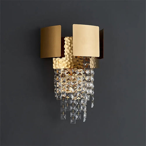 applique murale moderne en cristal avec abat-jour décoratif en or - vue 2 sur 7