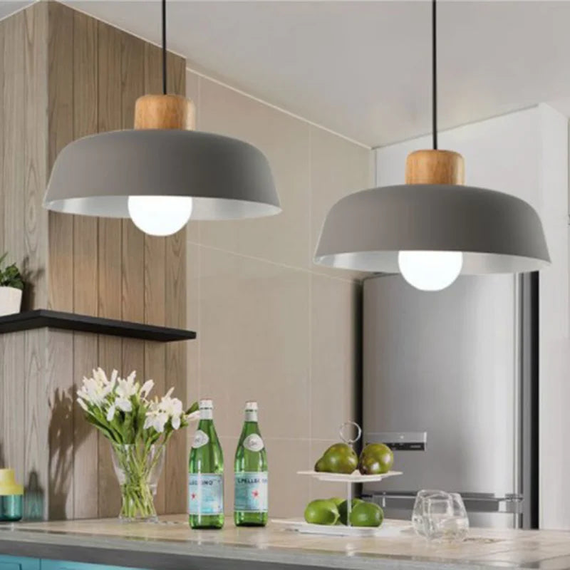 lampe suspendue style nordique macaron led en aluminium décoratif - vue 4 sur 12