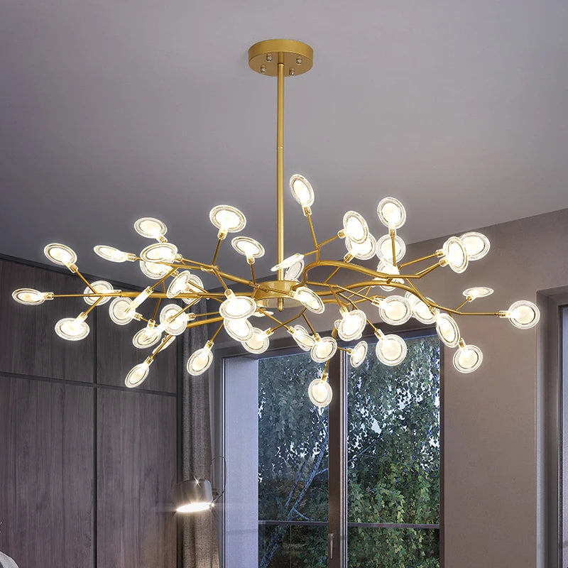 lustre moderne vintage luciole branche suspension éclairage