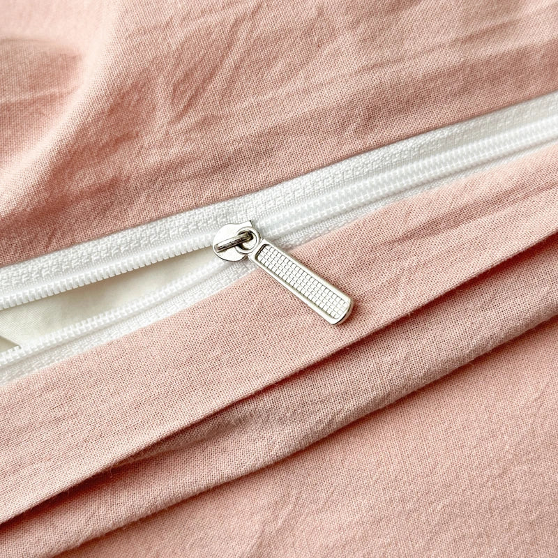 housse de couette en coton unie avec fermeture éclair