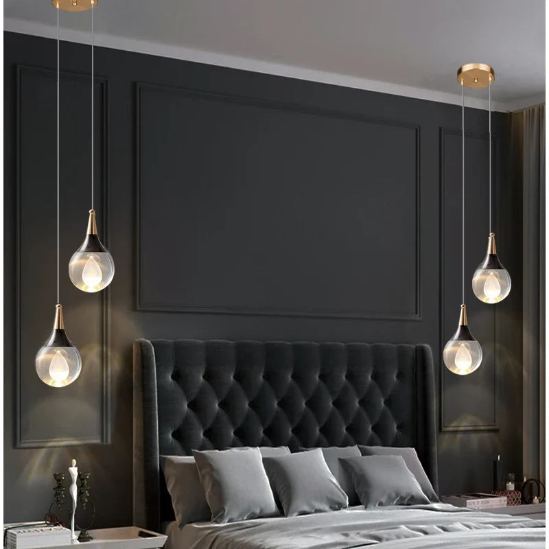 Lamp Globe Crystal Pendant Light 1-Light Mini Pendant Lighting For Kitchen,Teardrop Crystal Pendant Lamp For Bedroom Dining Roo - vue 4 sur 12