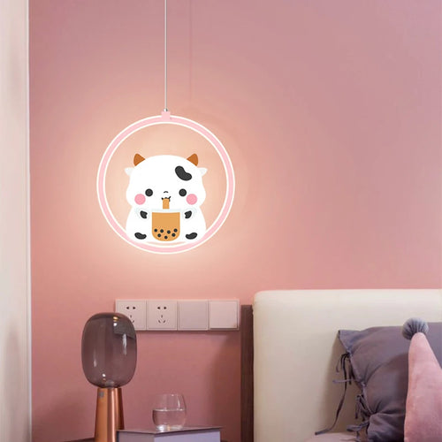 suspension mignonne vache ours rose pour chambre enfant - vue 2 sur 10
