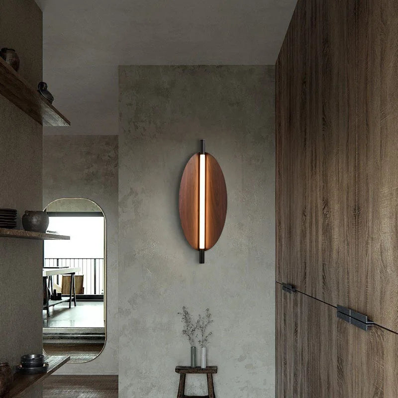 applique murale led style wabi sabi grain de bois minimaliste japonais - vue 3 sur 10