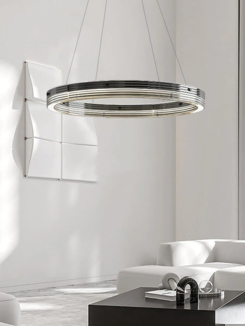 suspension circulaire en verre design moderne et minimaliste