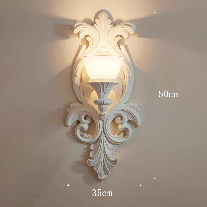 applique murale rétro française sculptée luminaire nordique de luxe décoratif - vue 6 sur 7