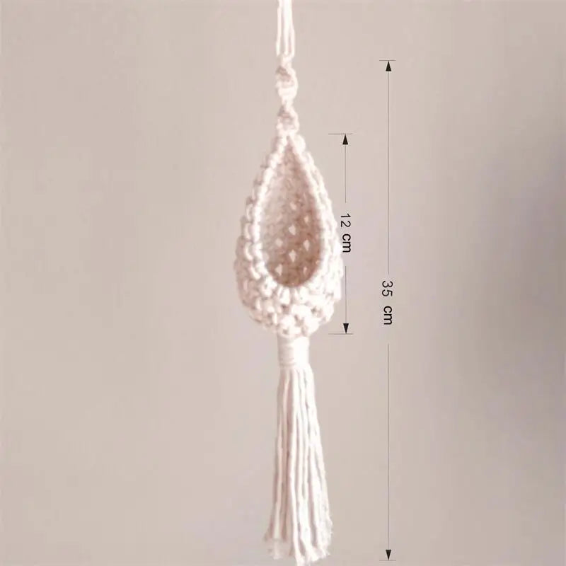 support mural en macramé pour plantes aériennes style bohème - vue 6 sur 10