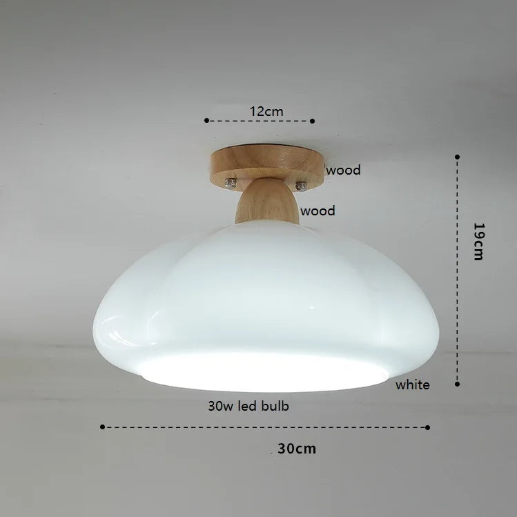 suspension citrouille verre led style japonais vintage bois - vue 12 sur 15