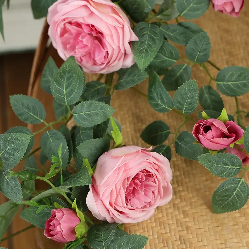 fleurs artificielles en soie roses vignes décoration florale élégante - vue 4 sur 11