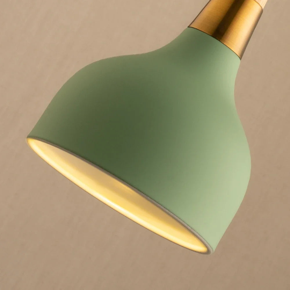 suspension led nordique en fil de fer forme macaron en bois - vue 6 sur 12