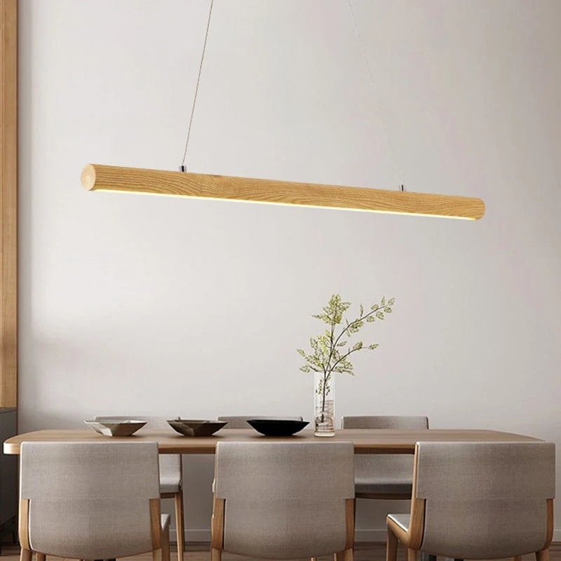 lampe suspendue nordique en bois massif pour intérieur led - vue 6 sur 7