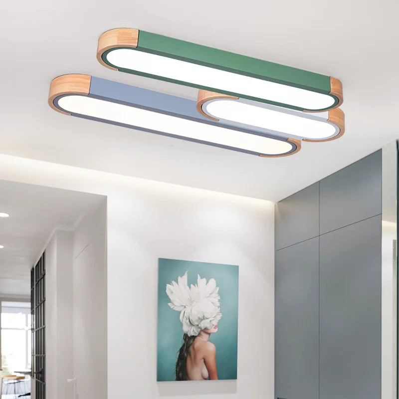 plafonnier led dimmable en bois pour divers espaces