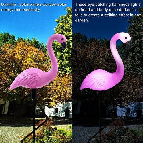 lampes solaires décoratives flamant rose pour extérieur et jardin - vue 8 sur 8