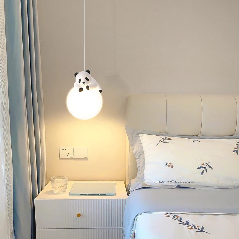 Résine Panda lampes suspendues chambre d'enfants suspension chambre chevet lustre pour bébé enfants crèche école Panda lumière - vue 5 sur 7