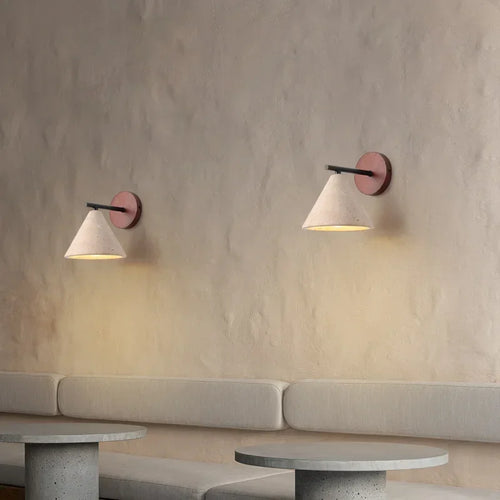 Natural Stone High Quality Wall Lamp Yellow Travertine Sconce Lights with Glass Ball for Bedroom - vue 6 sur 7
