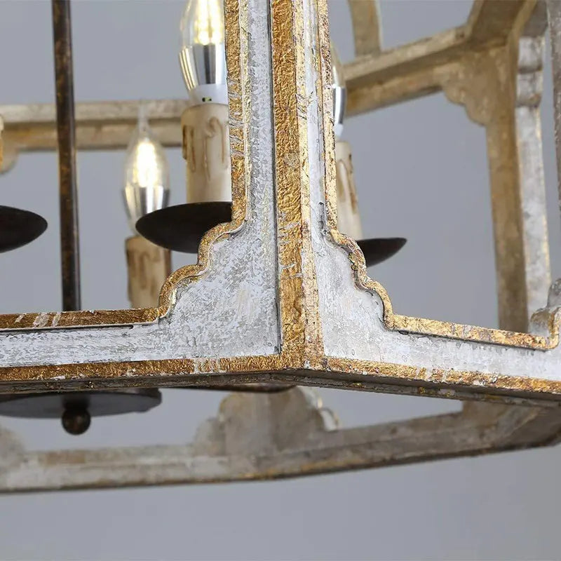 lustre rétro américain en bois massif pour villa vintage