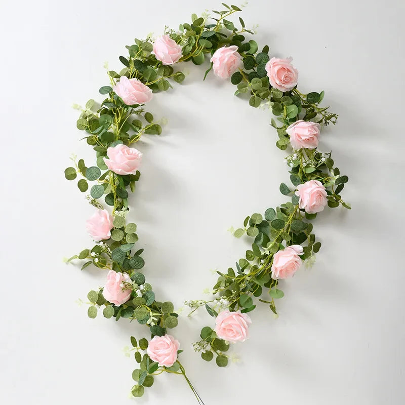 fleurs artificielles roses et plantes vertes pour décoration intérieure - vue 6 sur 6