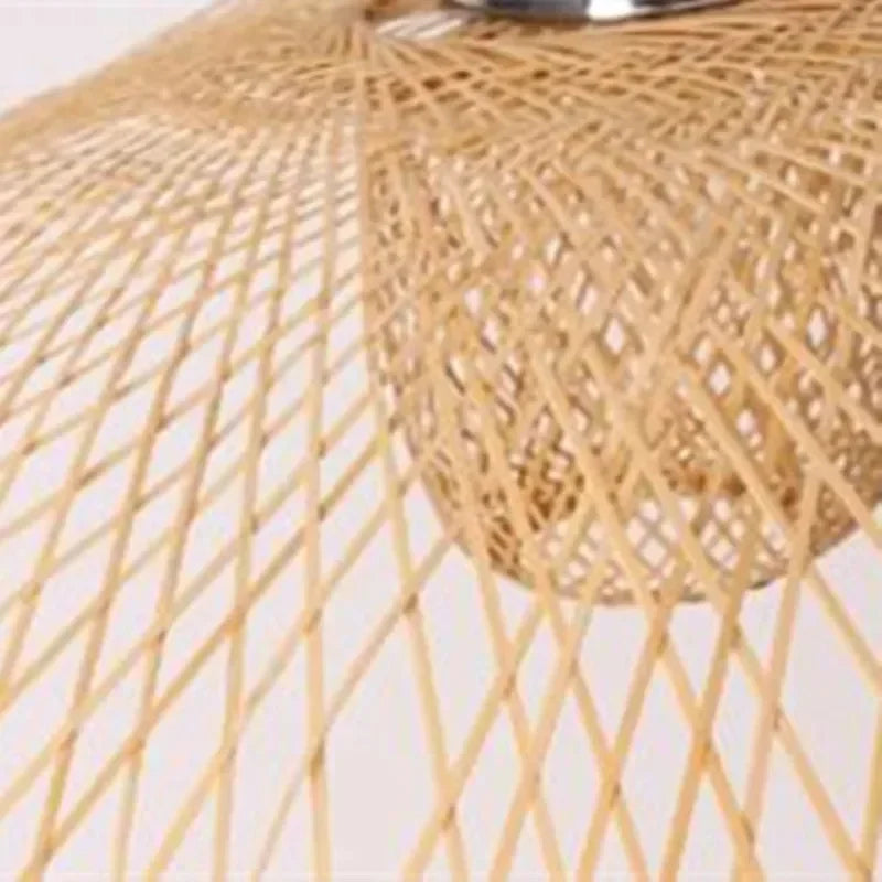 lustre en bambou tissé style japonais pour décoration moderne - vue 6 sur 8