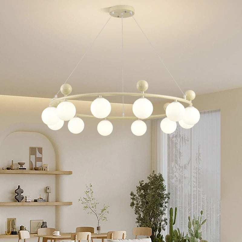 lustre en verre et métal style dynamique pour éclairage de beauté