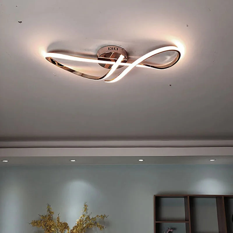 plafonnier led moderne luminaire intérieur placage chromé doré - vue 4 sur 10