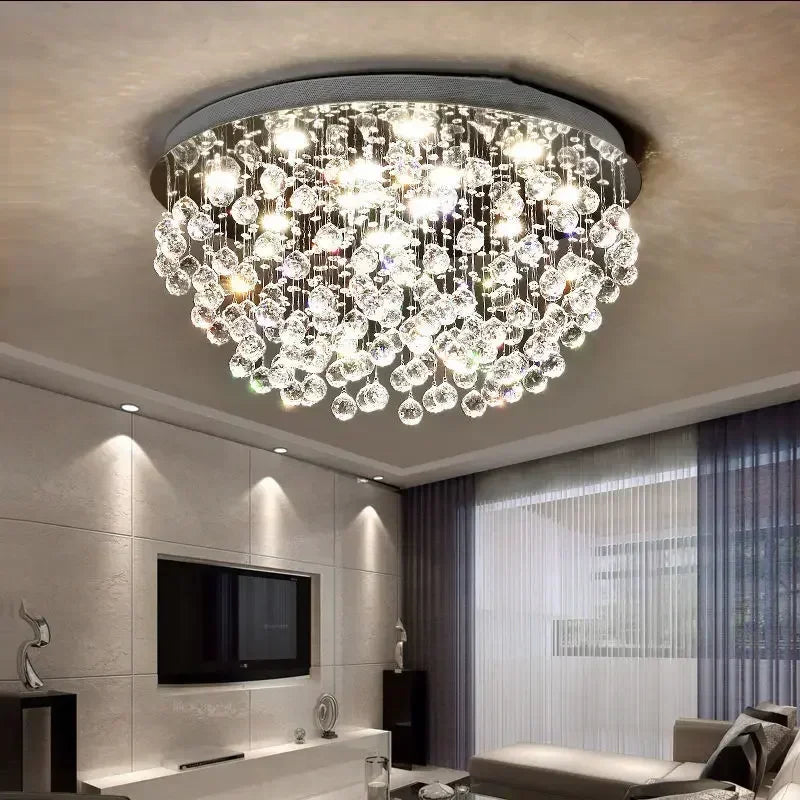 lustre à led avec boules de cristal pour intérieur moderne - vue 4 sur 12