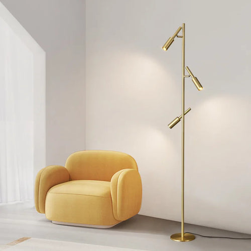 lampadaire moderne en laiton et cuivre pour lecture et étude - vue 5 sur 8