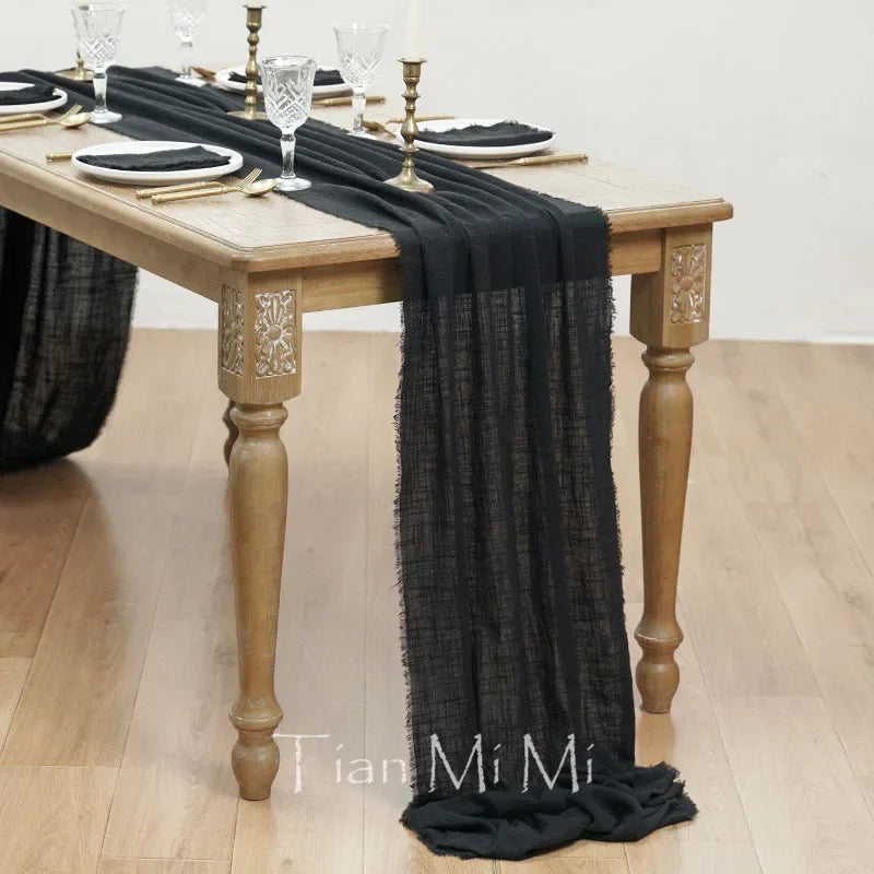 Chemin de table coton gaze style vintage mariage - vue 8 sur 29