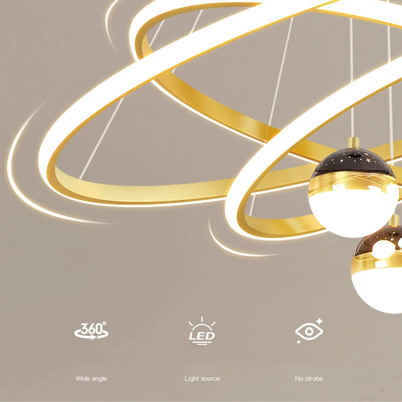 Lustre led anneaux circulaires étoile homedero - vue 6 sur 6