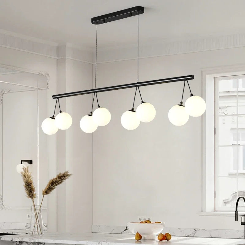 lustre suspension led en forme de haricot avec suspension cerise - vue 5 sur 9