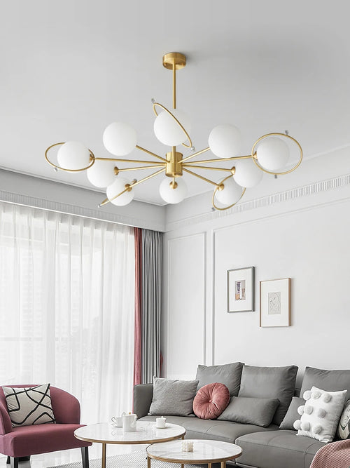 lustre en cuivre nordique design minimaliste moderne décoratif en verre