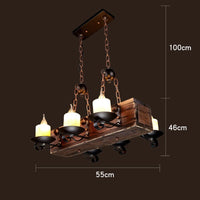 lustre rétro en bois style industriel pour café et restaurant